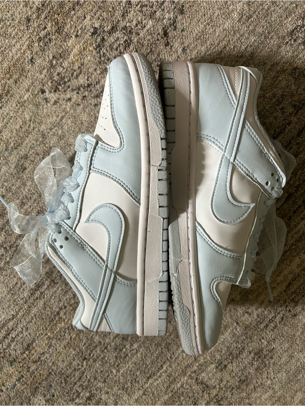 Nike Dunk Low Next Nature Blue Tint Sheer Lace Pack Sneakers Size 7 Ribbon - Picture 6 of 11